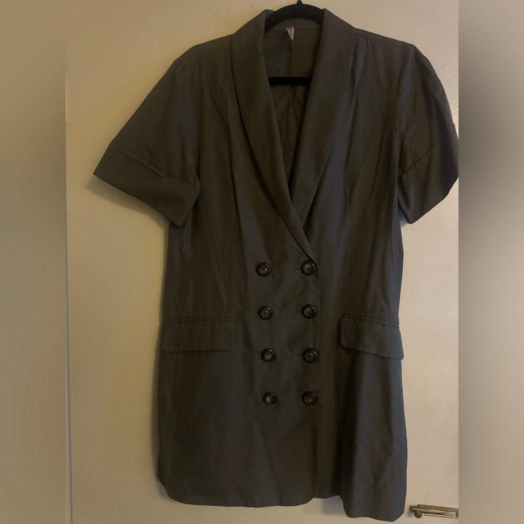 Double Breasted Short Sleeve Blazer Shirt Dress